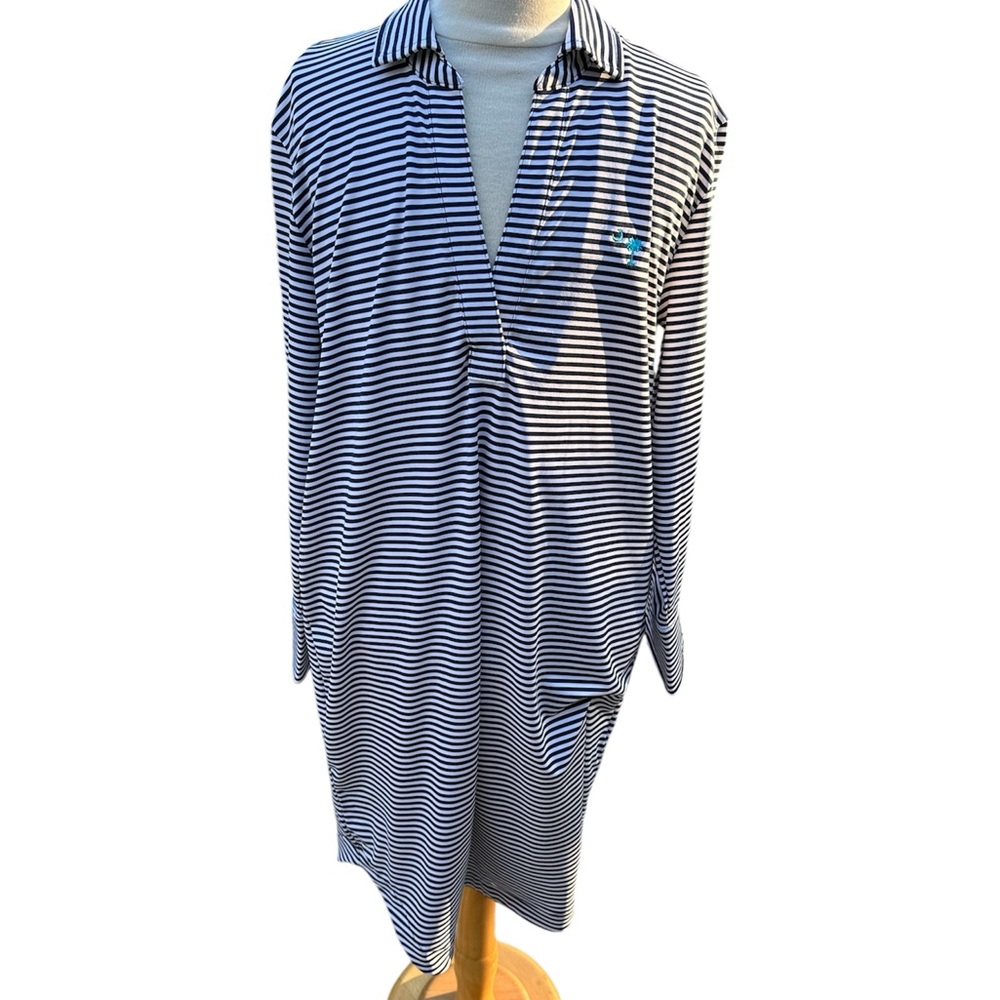 Vineyard Vines Blue White Wine Nautical Dress V Neck New With Tags Size XS Long